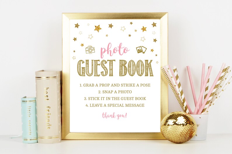 Guest Book Sign Polaroid Guest Book Baby Shower Girl Baby Etsy