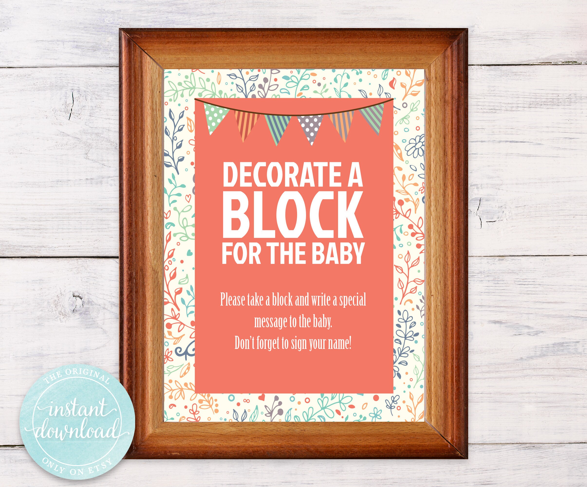 Decorate a Block Sign Baby Shower Sign Sign a Block Baby Etsy