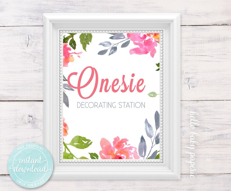 Onesie Decorating Sign Onesie Decorating Station Baby Shower Etsy