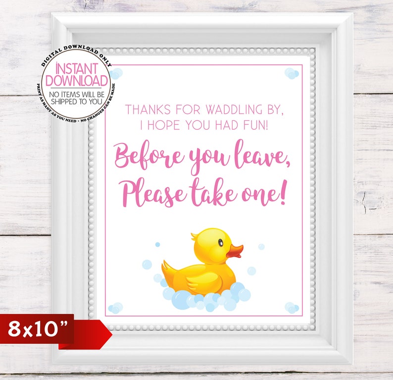 Ducky Thank You Sign Baby Shower Rubber Theme Decor Ideas Pduck