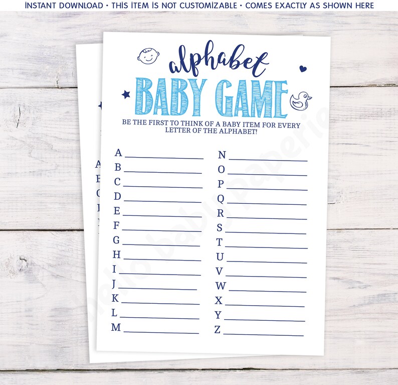 A Z Baby Shower Game Baby Shower Game Boy Baby Shower Baby Etsy A Z Baby Shower Game Baby Shower Game Boy Baby Shower Baby Etsy