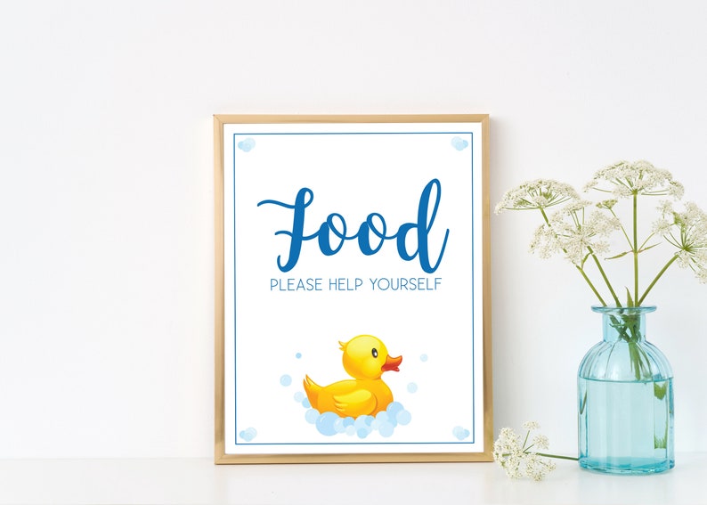 Ducky Food Table Sign Baby Shower Rubber Theme Decor Ideas Bduck