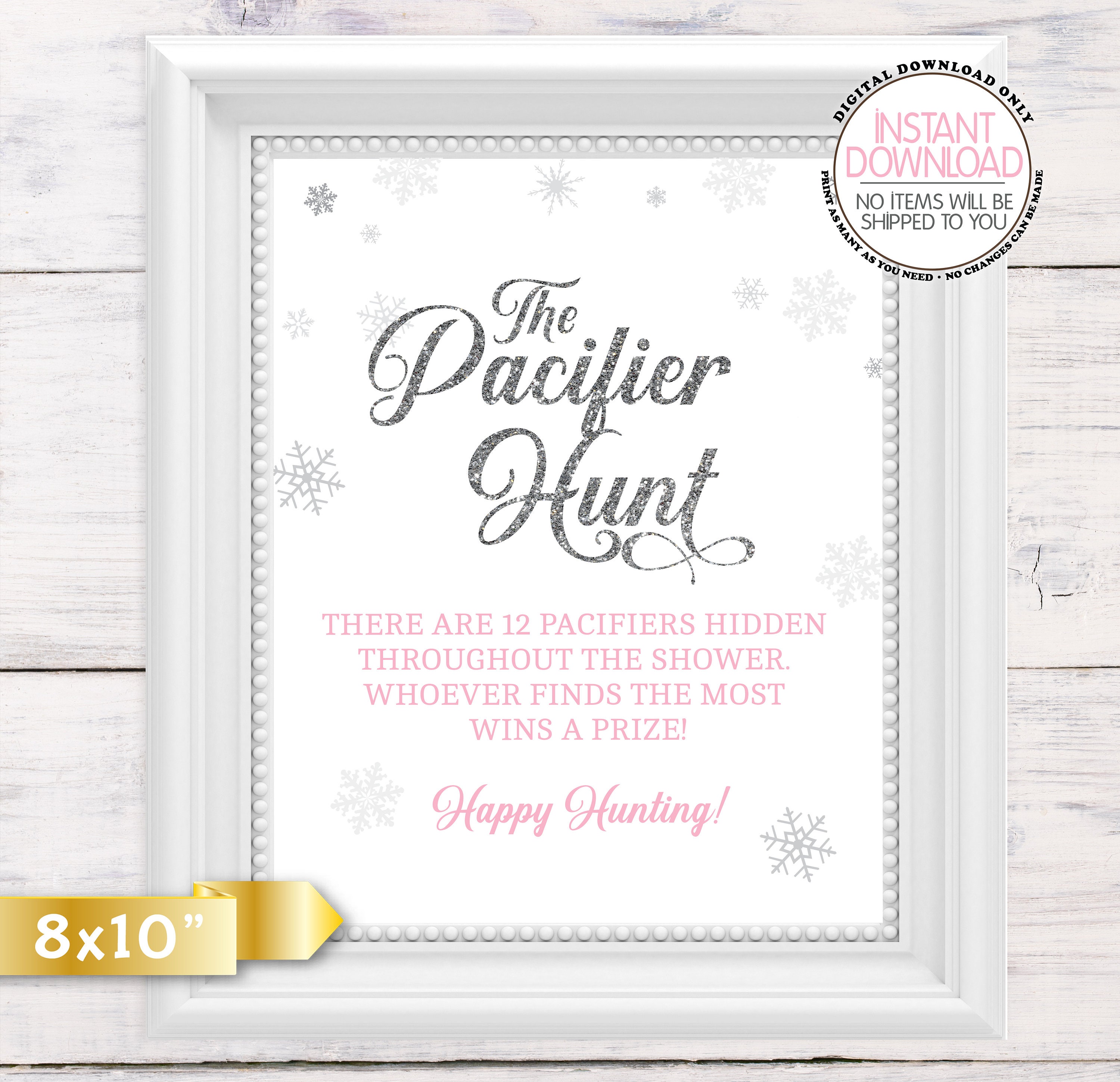 Pacifier Hunt Baby Shower Game Baby Its Cold Outside Pink Etsy
