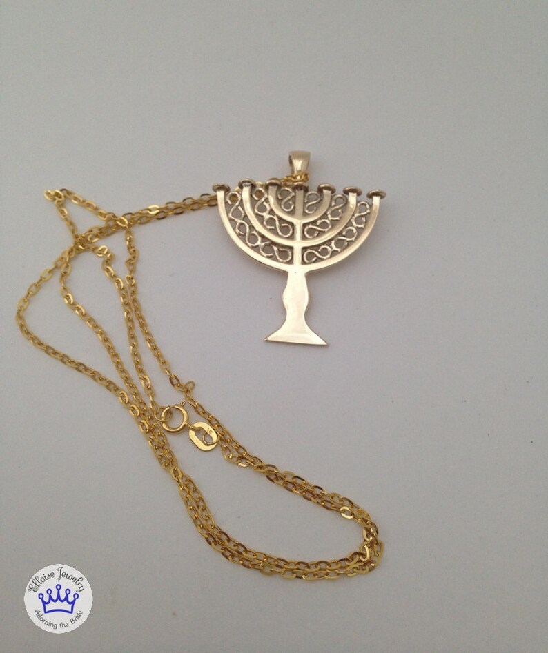 9ct Gold Menorah Pendant Etsy