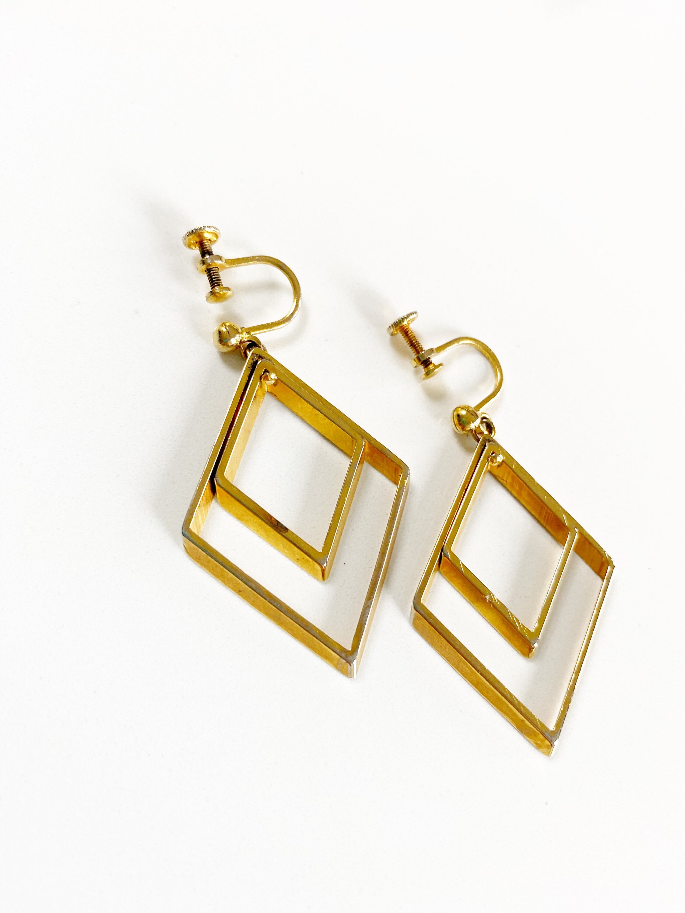 Vintage Gold Tone Diamond Drop Earrings Etsy Norway