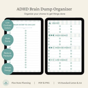 ADHD Brain Dump Planner, To-Do List Organizer (Digital Download)