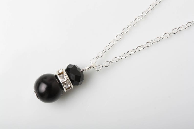 Black pearl earrings and necklace set bridesmaid gift Bridesmaid jewelry set Black jewelry set mother of the bride or groom gift