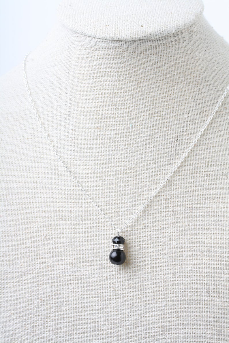 Black pearl earrings and necklace set bridesmaid gift Bridesmaid jewelry set Black jewelry set mother of the bride or groom gift