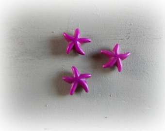 3 Pearl starfish, howlite, Pink-Purple, 15 mm