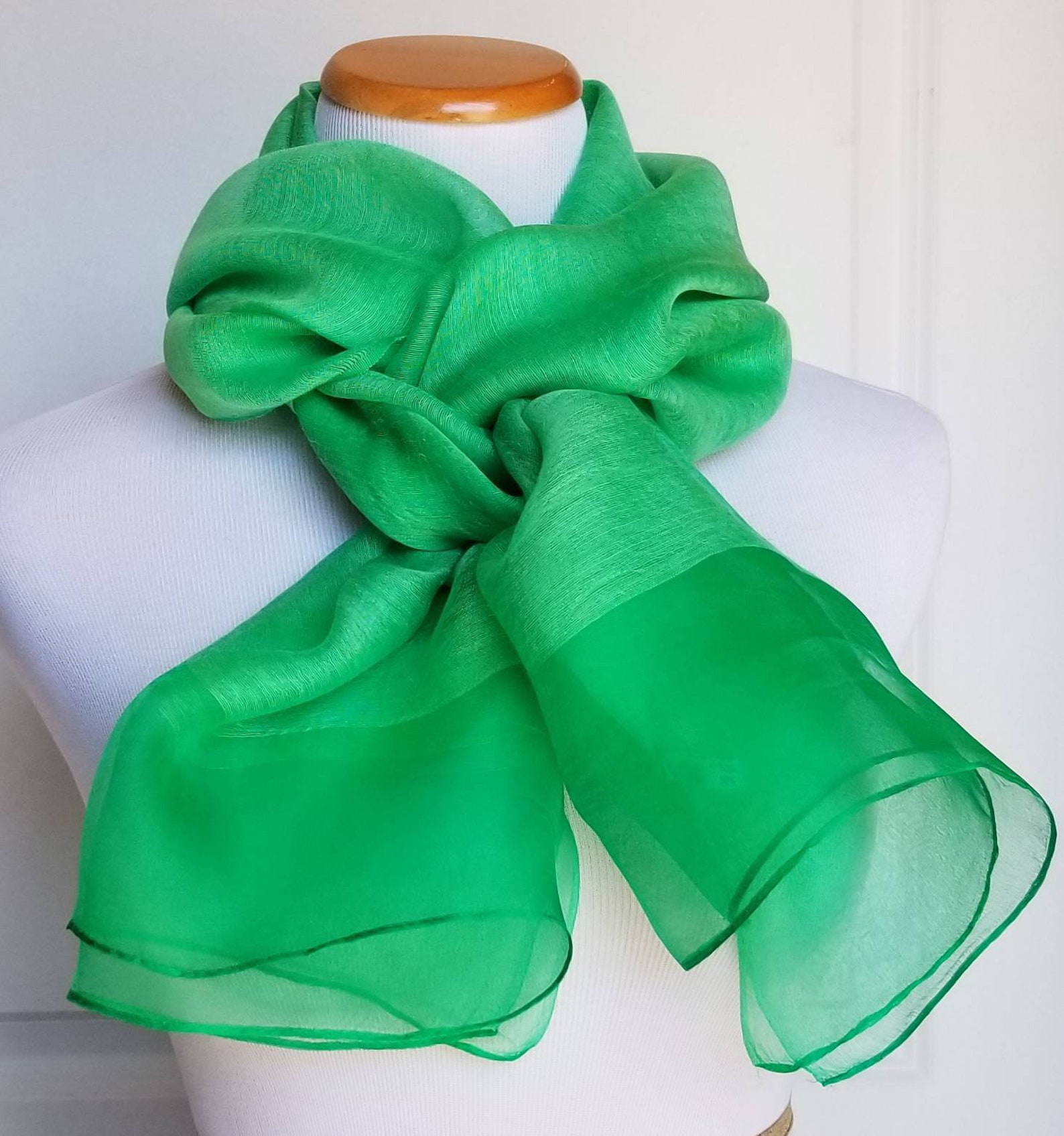 Kelly green Hand Dyed Scarf double layered wool Scarf from Etsy