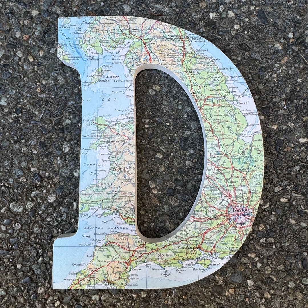 D Wood Letter Map Theme Wall Decor England, Scotland and Wales ...