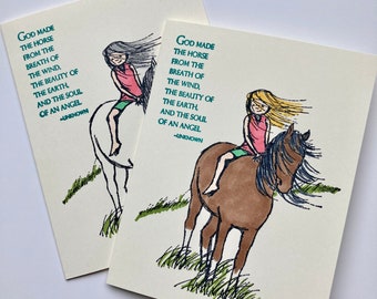 Horse theme inspiration card - all occasion, sympathy, birthday card for horse or pony lover, girl riders. Custom colors available