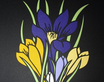 Spring Flowers Crocus Paper Cutting Art