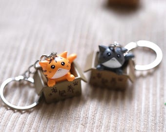 Kitten in a Box Keychain