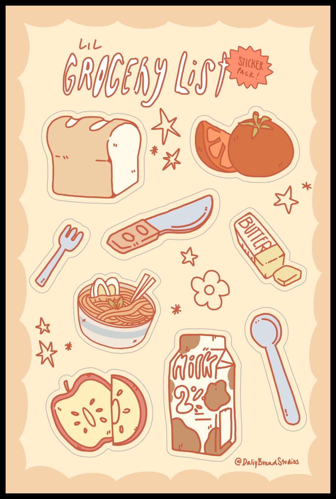 Grocery List Sticker Sheet - Etsy