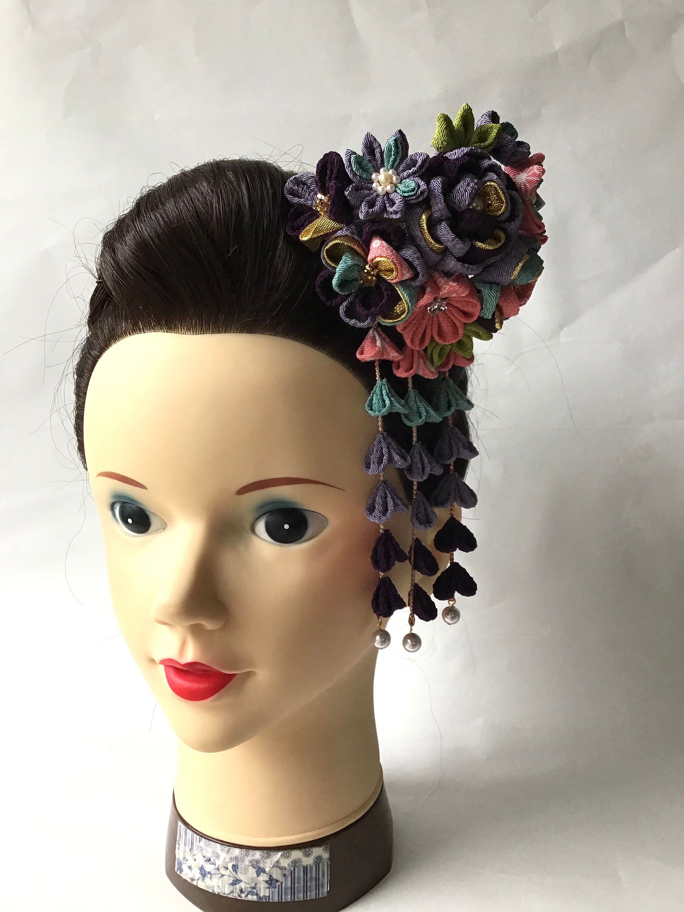 Japanese kimono accessories tsumami kanzashi hair clips Etsy Polska