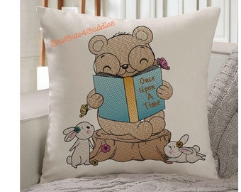 Bear Reading - Digital Embroidery Design