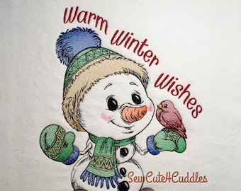Warm Winter Wishes Snowman - Digital Embroidery Design