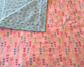 Flowers and Hearts - Baby Toddler Self-Binding Flannel Blanket