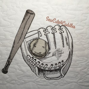 Baseball Glove & Bat - Digital Embroidery Design