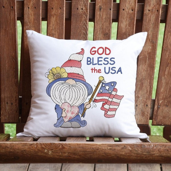 USA Gnome - Digital Embroidery Design