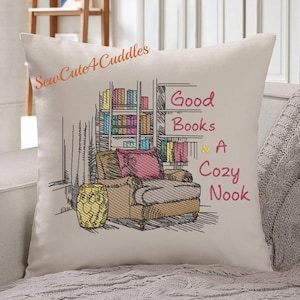 Good Books & A Cozy Nook - Digital Embroidery Design