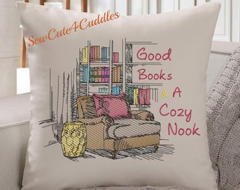 Good Books & A Cozy Nook - Digital Embroidery Design