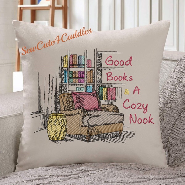 Good Books & A Cozy Nook - Digital Embroidery Design