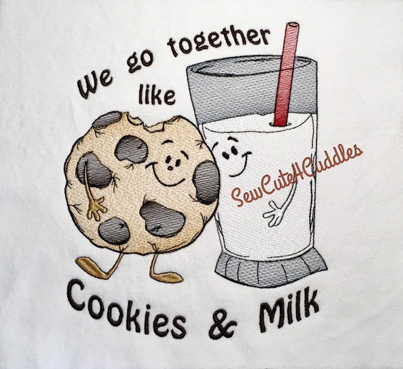 Cookies and Milk Digital Embroidery Design Etsy