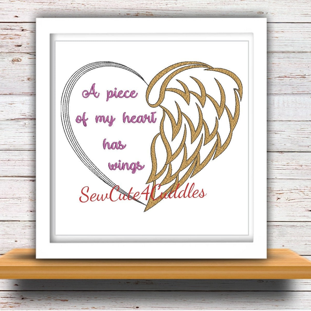 A piece of my heart has wings digital embroidery design etsy