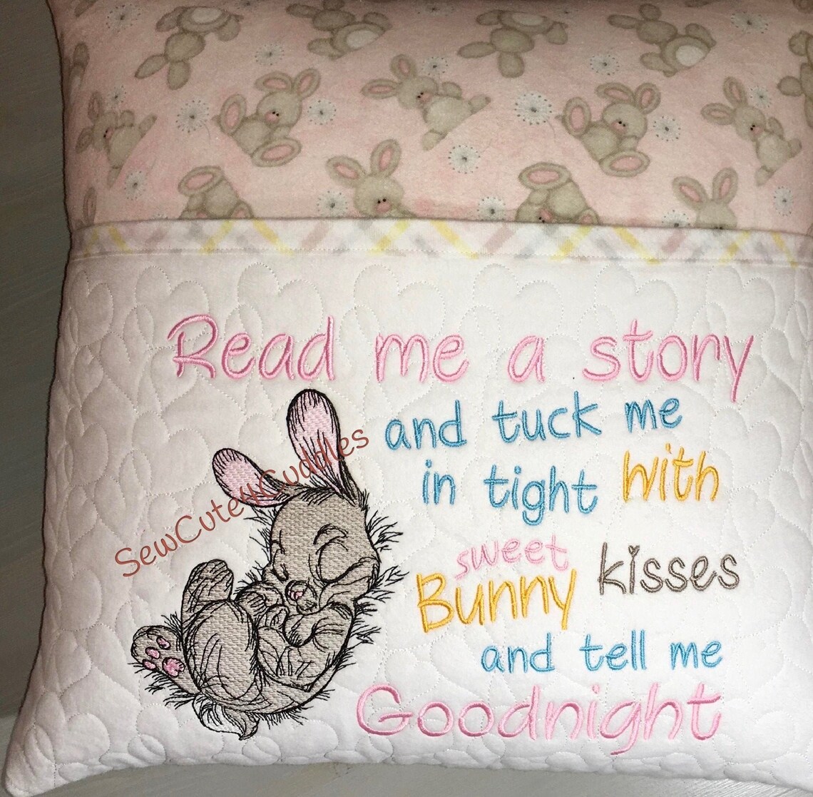 Bunny Kisses / Reading Pillow Embroidery Design | Etsy UK