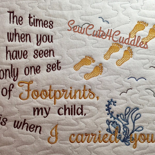 Footprints  / Reading Pillow Embroidery Design