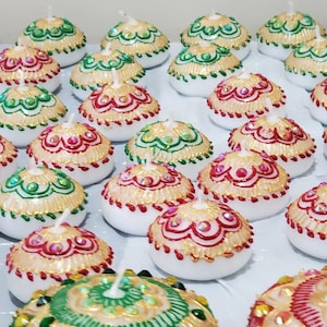 Henna decorated floating candles - wedding /Festive / Pakistani/ Indian / Traditional wedding/Yoga Décor - floating candles Set of 10