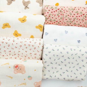Double Layered Gauze Muslin Fabric,100% Cotton Muslin Fabric for Babies, Soft Plain Muslin Cotton Fabric, Apparel Fabric,By the Half Yard