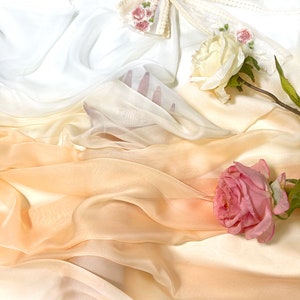 Ombre-chiffonstof, ombre-stof, chiffonstof, doorschijnende stof, jurkstof, kostuumstof jurken, op maat gesneden