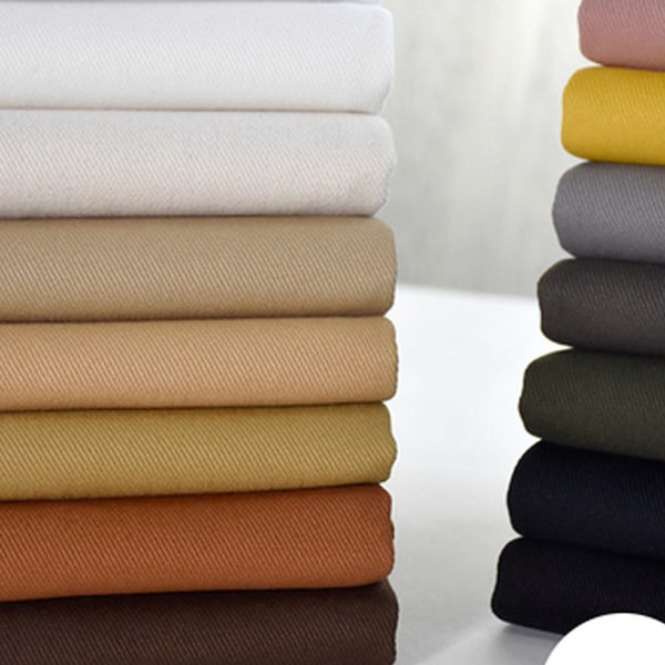 Twill Cotton Fabric, Heavy Weight Twill Fabric,100% Cotton, Washed Cotton Fabric, Colored Cotton Fabric, Apparel Fabric, By the Half Yard