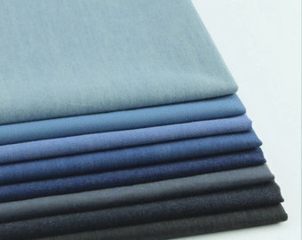 Chambray Fabric, Summer Cotton Fabric, Lightweight Chambray Fabric, Blue Chambray Fabric By the Half Yard