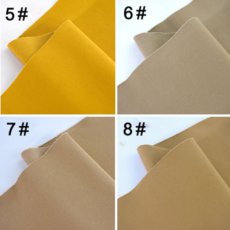 May include: Four fabric swatches, two in a light brown colour and two in a mustard yellow colour. The swatches are labelled with numbers 5, 6, 7, and 8.