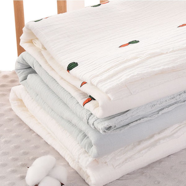 Double Layered Gauze Muslin Fabric,100% Cotton Muslin Fabric for Babies, Soft Plain Muslin Cotton Fabric, Apparel Fabric,By the Half Yard