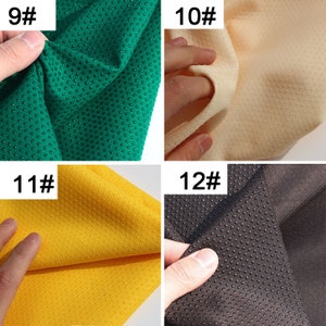 May include: Four fabric swatches with different colors and textures. The swatches are labeled 9#, 10#, 11#, and 12#. The fabric has a dotted pattern.