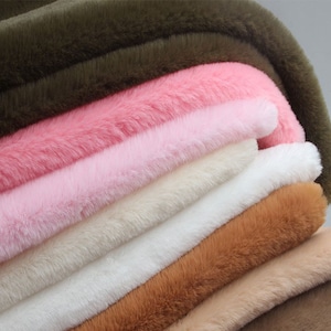 RABBIT Soft Faux Fur SOLID Fabric, Super Soft Plush Fabric, Fursuit Fur, Minky Blanket Fabric, Stuffed Toys Sewing Fabric, By The Half Yard