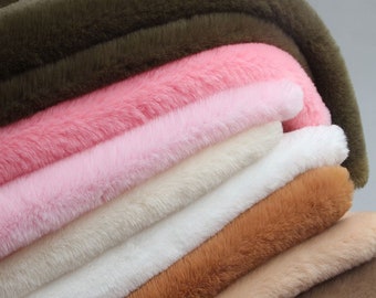 RABBIT Soft Faux Fur SOLID Fabric, Super Soft Plush Fabric, Fursuit Fur, Minky Blanket Fabric, Stuffed Toys Sewing Fabric, By The Half Yard