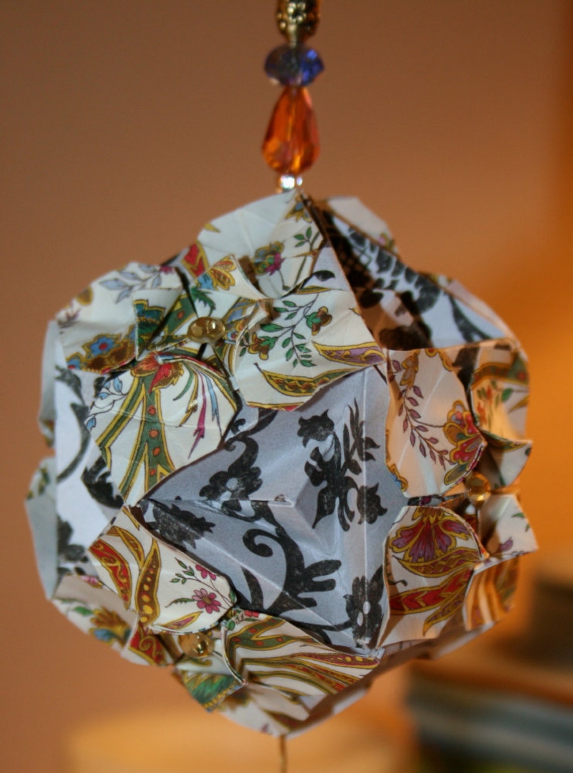 Origami Kusudama Victorian Style Paper Ball Hanging Ornament Etsy