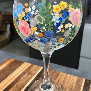 Flower bouquet - gin glass. Can be personalised.  Wedding, birthday, anniversary engagement, bridesmaid, retirement, Christmas gift