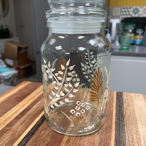 Hand Painted boho design Storage Jar: Upcycled Glass Container