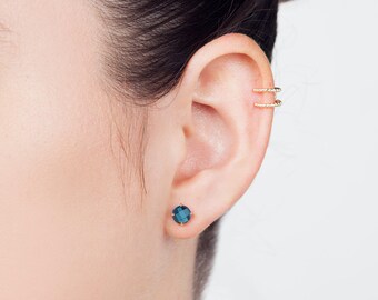Blue glass studs - blue stud earrings - dainty stud earrings - minimalist studs - everyday earrings - gold studs - delicate earrings