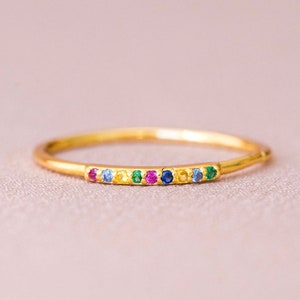 Dainty ring, rainbow ring, minimalist ring, stacking ring, multicolor ring, tiny ring, delicate ring, stackable ring, delicate gold ring