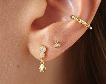 Dainty earrings, tiny studs, delicate earrings, cz studs, dangle earrings, small stud earrings, tiny earrings, small gold earrings