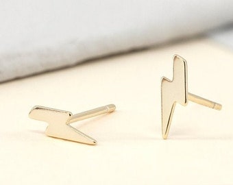 Lightning studs, minimalist studs, lightning bolt earrings, lightning stud earrings, dainty gold studs, delicate studs, lightning jewelry