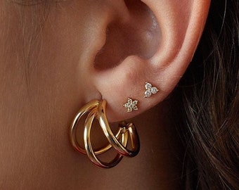 Triple hoop earrings, statement hoops, minimalist earrings, gold hoops, dainty hoops, minimal hoops, minimalist jewelry, statement earrings